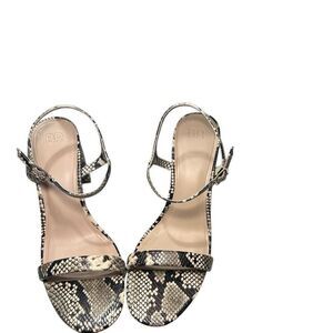 NIB Python Print BP Strappy Wide Block Heels 8.5 Vegan Leather